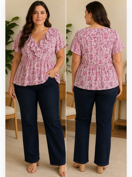 torrid Tops - NWT Torrid Georgette Floral Flutter Sleeve V-Neck Blouse Size 00 M/L